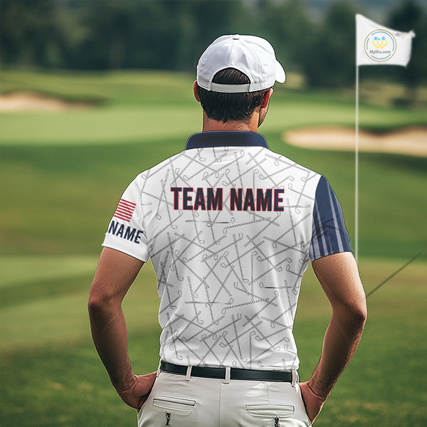 Personalized Red, White and Blue American Flag Star Golf Camo polo shirts for men, unique golf gifts NQS9960