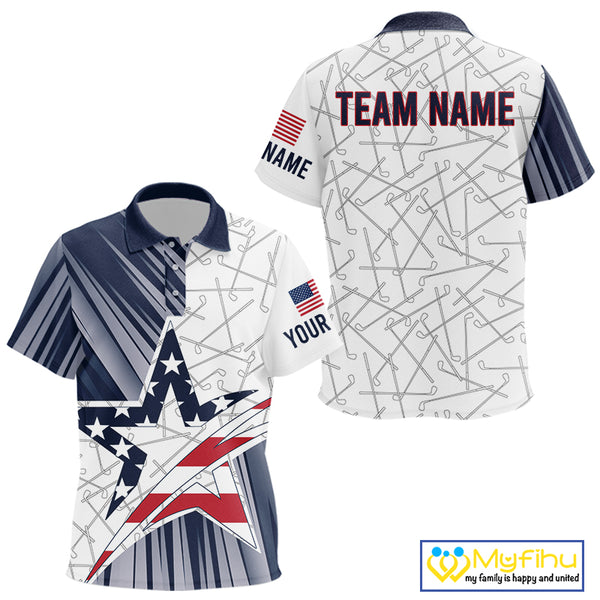 Personalized Red, White and Blue American Flag Star Golf Camo polo shirts for Kid, unique golf gift NQS9960