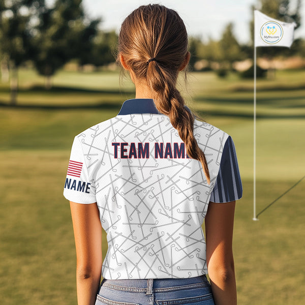 Personalized Red, White and Blue American Flag Star Golf Camo polo shirts for women , unique golf gift NQS9960