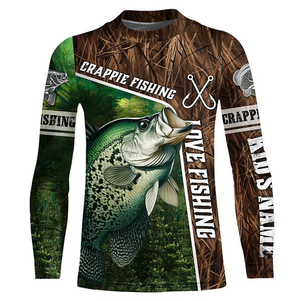 Personalized Crappie Fishing Shirts, Love Fishing Camo 3D All Over Printed Shirts NQS5715