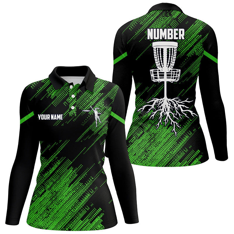 Green camo Black Women disc golf polo shirts custom disc golf team disc golf jerseys NQS7816