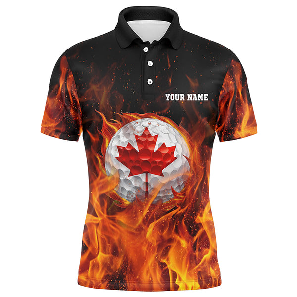 Canadian golf ball flame Mens golf polo shirts custom golf outfits for men, personalized golf gifts NQS8041