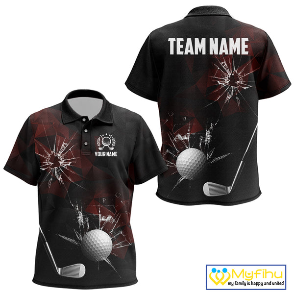 Black and Red Camo Broken golf ball Kid Golf polo shirts Custom Team Golf attire for Kid NQS10449
