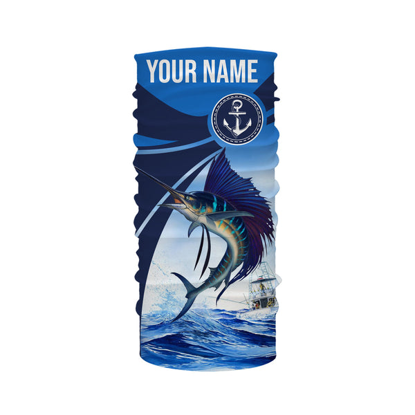 Sailfish fishing blue sea underwater ocean saltwater Custom Name performance long sleeve fishing shirt NQS3743