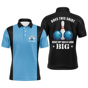 Mens polo bowling shirts Custom vintage blue and black Does this shirt make my balls look big NQS6381