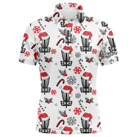 Funny Christmas Disc golf pattern shirts custom mens christmas Disc golf polo shirt, disc golf gifts NQS6855