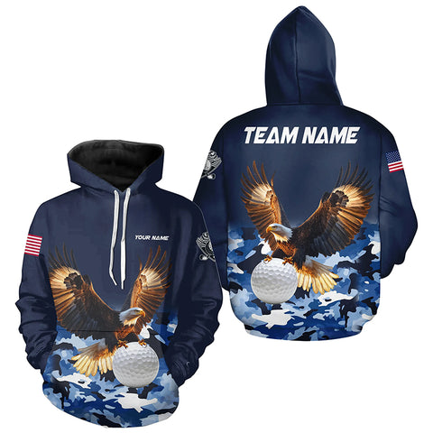 Blue Camo Eagle Golf Ball Golf Hoodies personalized patriotic golf hoodie custom golf wear NQS9171