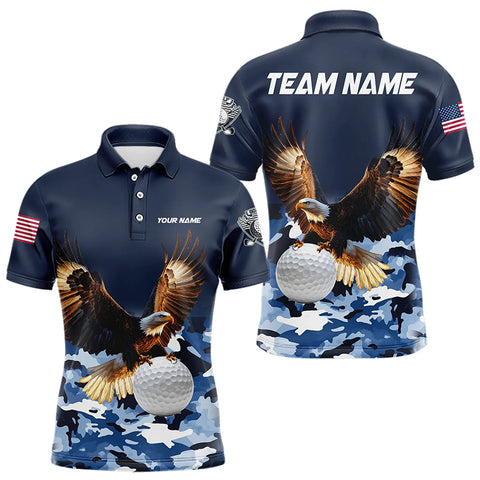 Blue Camo Eagle Golf Ball Mens Golf Polo Shirts custom patriotic golf tops for men golf wear NQS9171