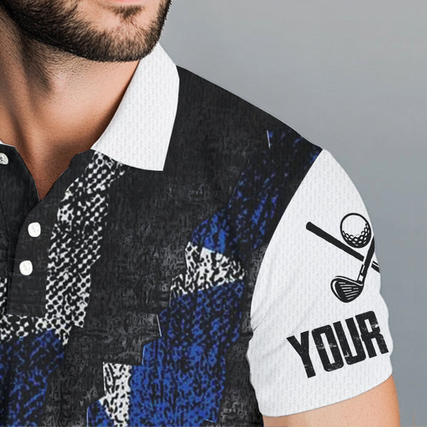 Black and White Grunge Texas Flag Men golf polo shirts custom Patriotic golf apparel for men NQS9377