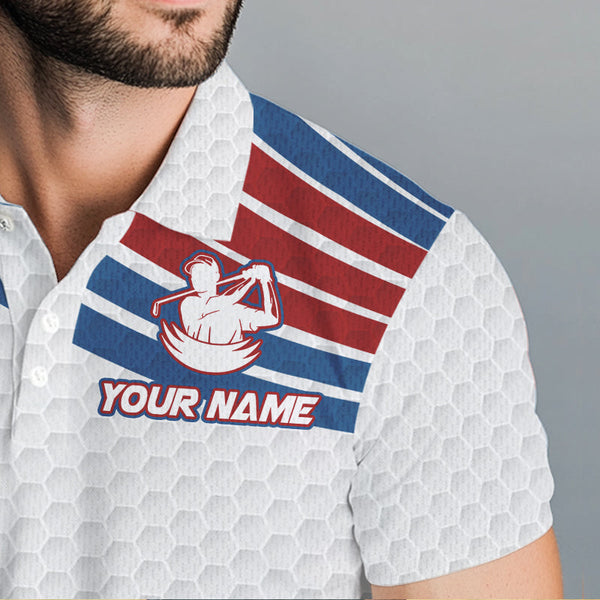 Red, White and Blue Pattern Men golf polo shirts custom Patriotic golf wear for mens NQS9381