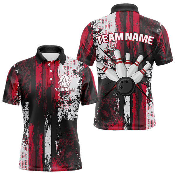 Personalized Bowling Polo, Quarter Zip Shirts For Mens Custom Bowling Team League Jersey NQS9526