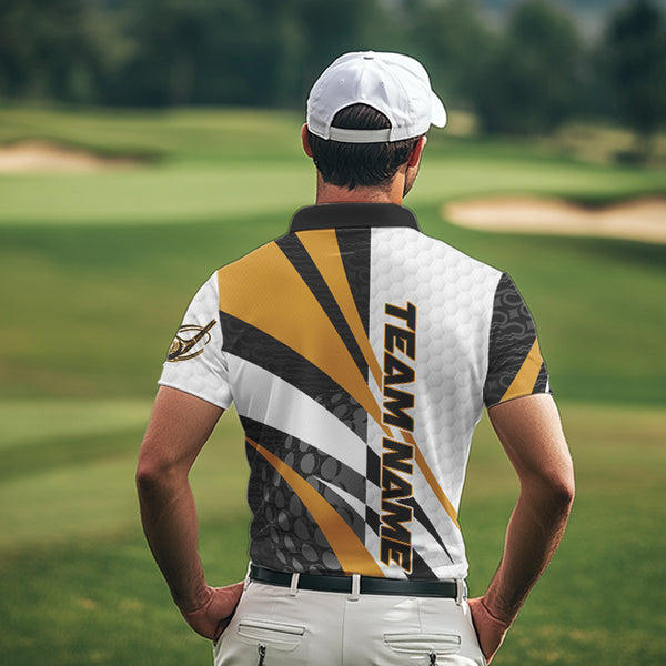 Black and White Men golf polo shirts Customize name golf attire for team | Yellow NQS9528