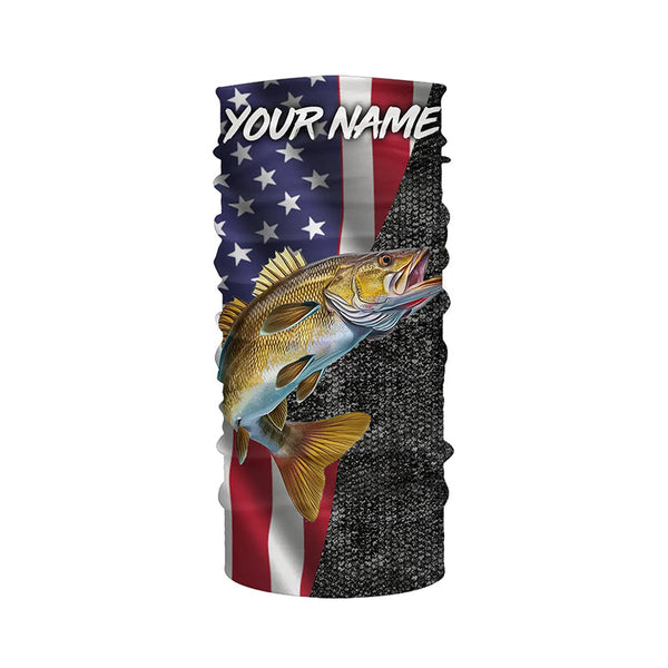 American Flag Walleye Fishing Custom long sleeve performance Fishing Shirts, Walleye Fishing jerseys NQS4925