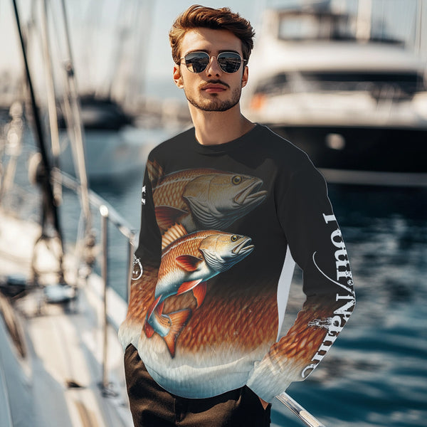 Redfish fishing scales Custom name sun protection personalized fishing gifts, Redfish fishing jerseys NQS9685