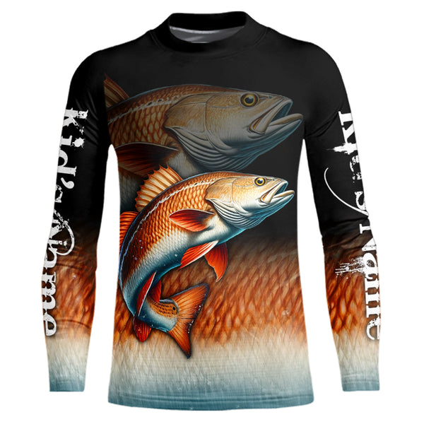 Redfish fishing scales Custom name sun protection personalized fishing gifts, Redfish fishing jerseys NQS9685