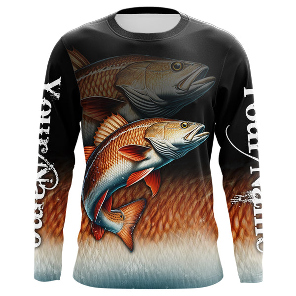 Redfish fishing scales Custom name sun protection personalized fishing gifts, Redfish fishing jerseys NQS9685