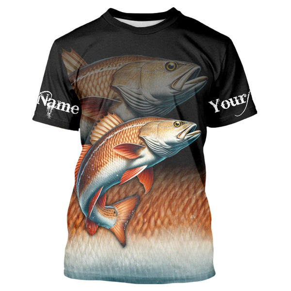 Redfish fishing scales Custom name sun protection personalized fishing gifts, Redfish fishing jerseys NQS9685