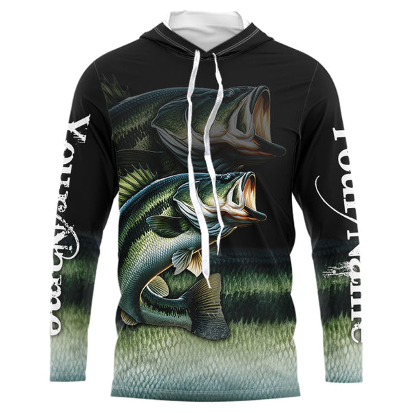 Largemouth Bass fishing green scales Custom sun protection Bass fishing jerseys, custom fishing gifts NQS9686