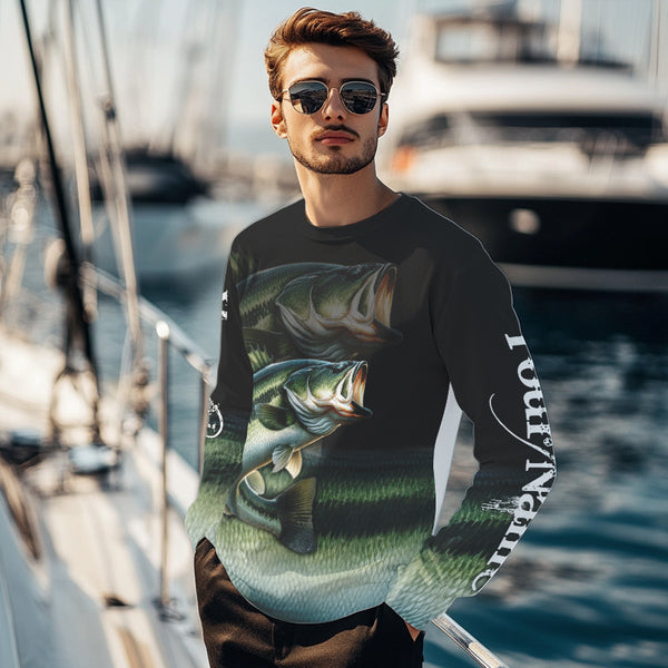 Largemouth Bass fishing green scales Custom sun protection Bass fishing jerseys, custom fishing gifts NQS9686