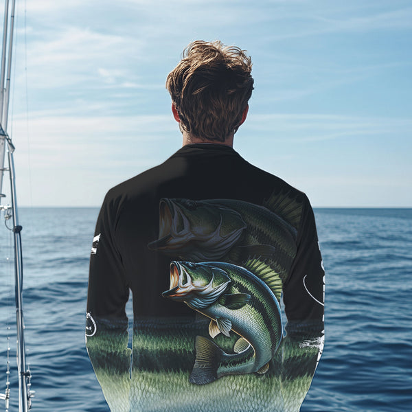 Largemouth Bass fishing green scales Custom sun protection Bass fishing jerseys, custom fishing gifts NQS9686