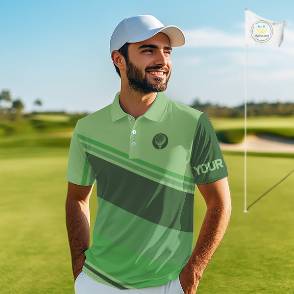 Green Mens golf polo shirts custom name mens golf tops, unique gift for the golfers NQS9970