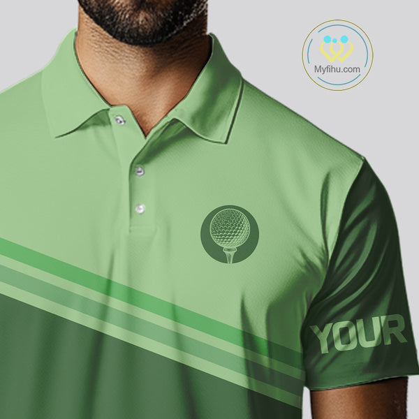 Green Mens golf polo shirts custom name mens golf tops, unique gift for the golfers NQS9970