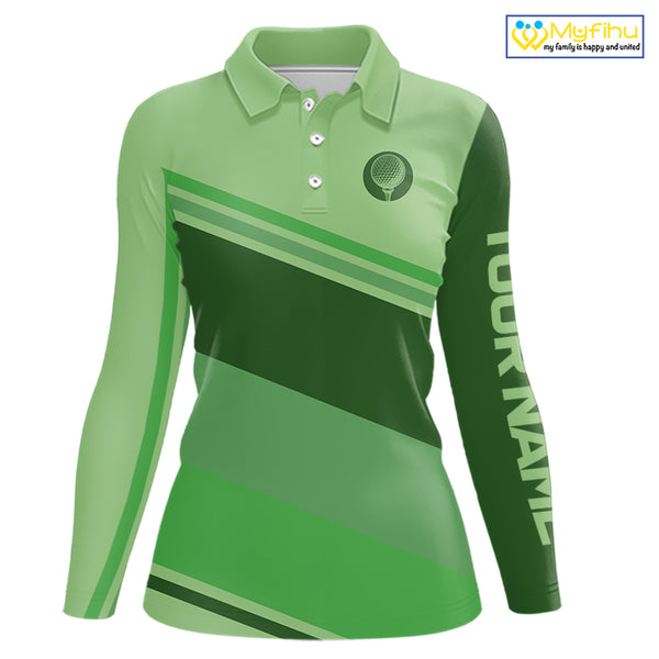 Green Women golf polo shirts custom name ladies golf tops, unique gift for the golfers NQS9970