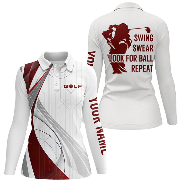 Womens golf polo shirts custom swing swear look for ball repeat white golf tops for womens NQS6863