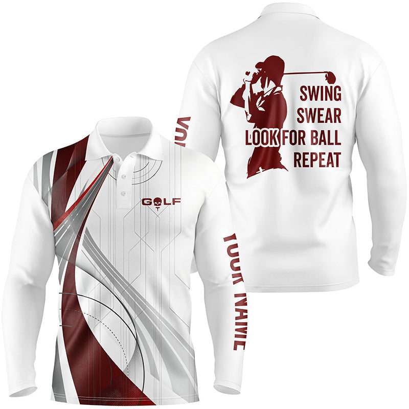 Mens golf polo shirts custom swing swear look for ball repeat white golf tops for mens NQS6863