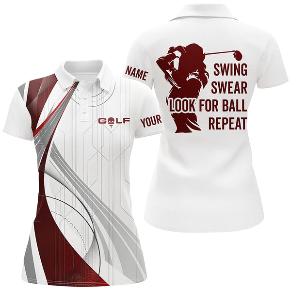 Womens golf polo shirts custom swing swear look for ball repeat white golf tops for womens NQS6863