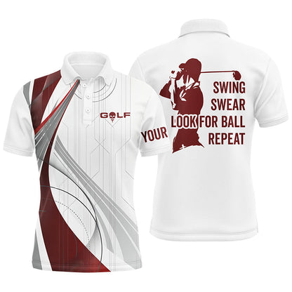 Mens golf polo shirts custom swing swear look for ball repeat white golf tops for mens NQS6863