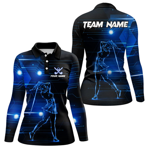 Blue Light Golfer Womens Golf Polo Shirts custom golf tops for ladies, team golf wear NQS9178