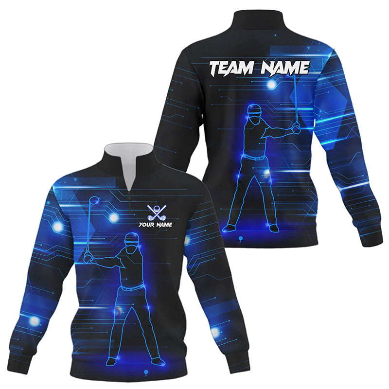 Blue Light Golfer Quarter zip golf sweatshirt custom golf sweater tops, team golf wear NQS9178