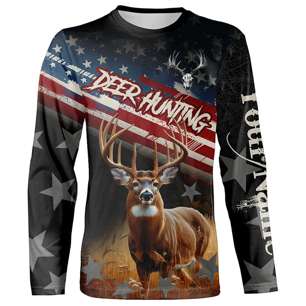 Deer Hunting American Flag Customize 3D All Over Printed Shirts Personalized Patriotic Hunting gifts NQS8727