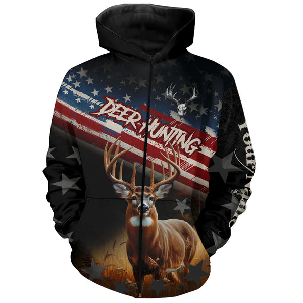 Deer Hunting American Flag Customize 3D All Over Printed Shirts Personalized Patriotic Hunting gifts NQS8727