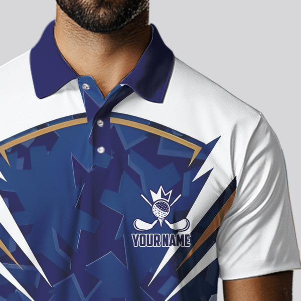White and Blue Camo Custom Golf Polo Shirts For Men, mens golf outfit team golf shirts NQS9710