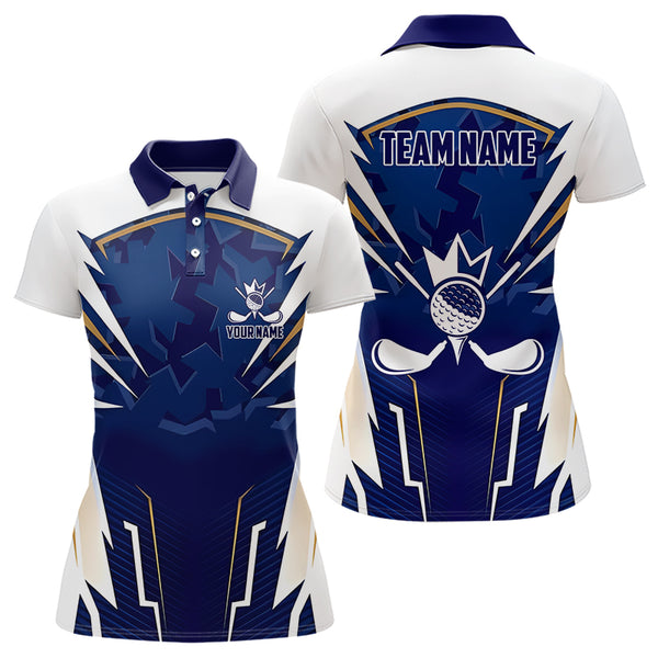 White and Blue Camo Custom Golf Polo Shirts For Women, ladies golf outfit team golf shirts NQS9710