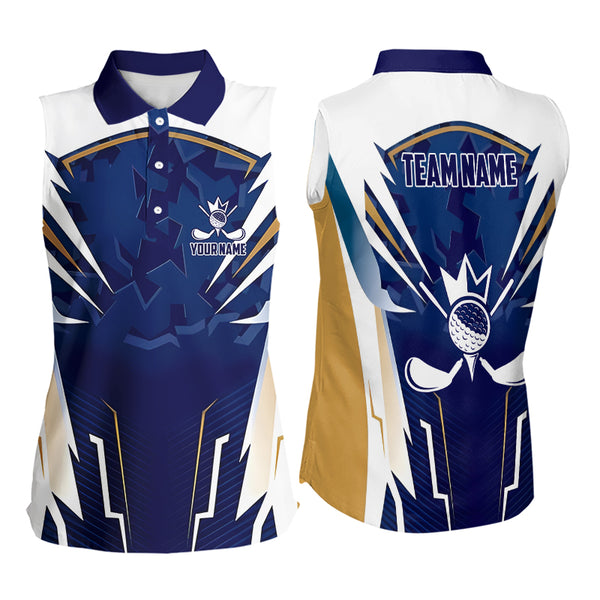 White and Blue Camo Custom womens golf shirts sleeveless, ladies golf outfit team golf shirts NQS9710