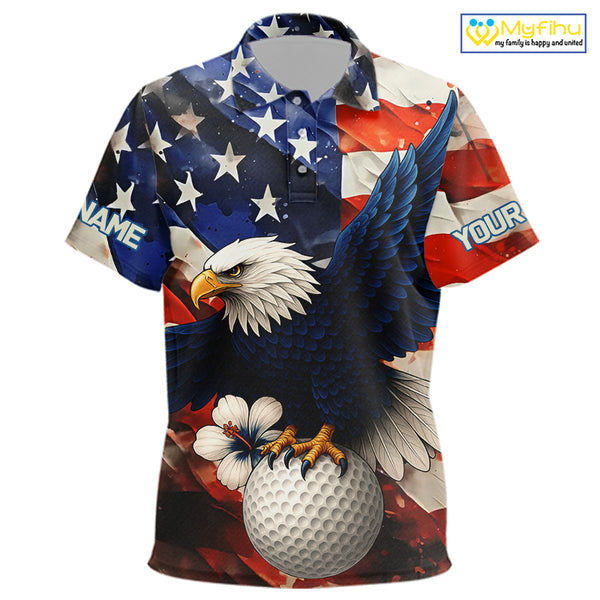 American Flag Eagle Kid golf polo shirts custom patriotic Eagle golf attire for Kid NQS9976
