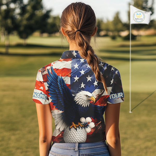 American Flag Eagle Women golf polo shirts custom patriotic Eagle golf attire for ladies NQS9976