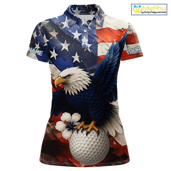 American Flag Eagle Women golf polo shirts custom patriotic Eagle golf attire for ladies NQS9976