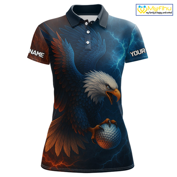 Red and Blue Lightning Thunder Eagle Women golf golf polo shirt custom Eagle ladies golf attire NQS9977