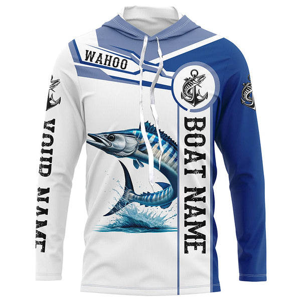 Wahoo fishing UV protection Customize name and boat name tournament long sleeves fishing shirts NQS1973