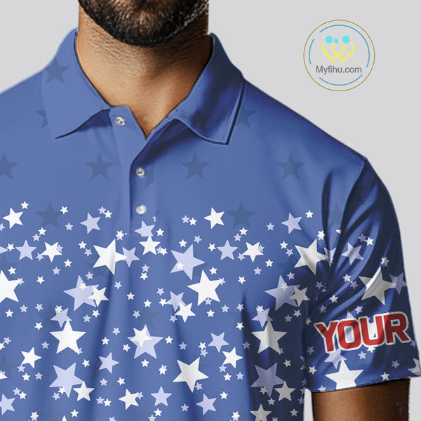 Red, White and Blue Men golf polo shirts Custom American Flag patriotic Golf attire for men NQS10137