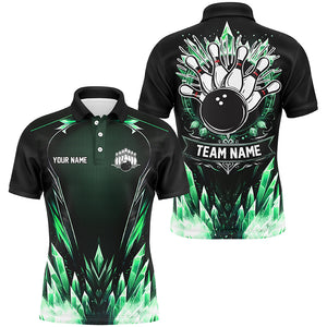 Personalized Icy Green Ice Bowling Team Shirts For Men Custom black Bowling Gifts for bowlers NQS8951