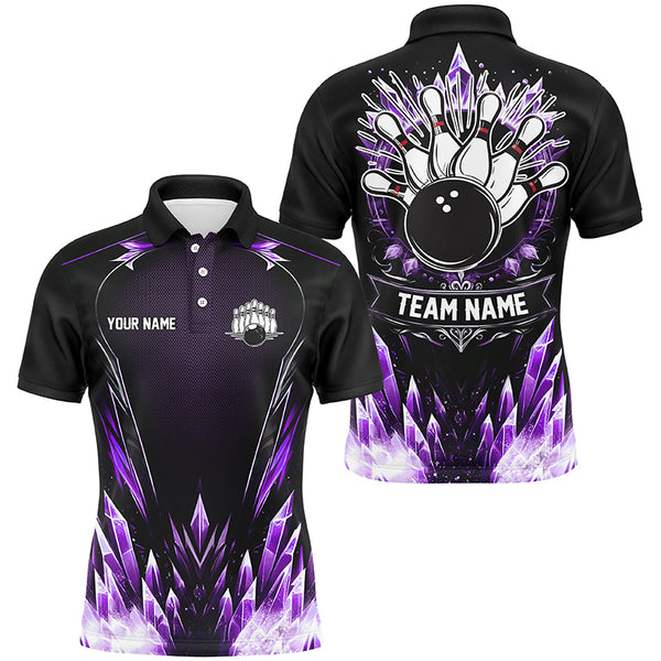 Personalized Icy Purple Ice Bowling Team Shirts For Men Custom black Bowling Gifts for bowlers NQS8952