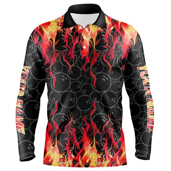 Black and Red Flame camo Men bowling shirts Custom Flame Bowling Shirt Team Bowling Jersey NQS8961