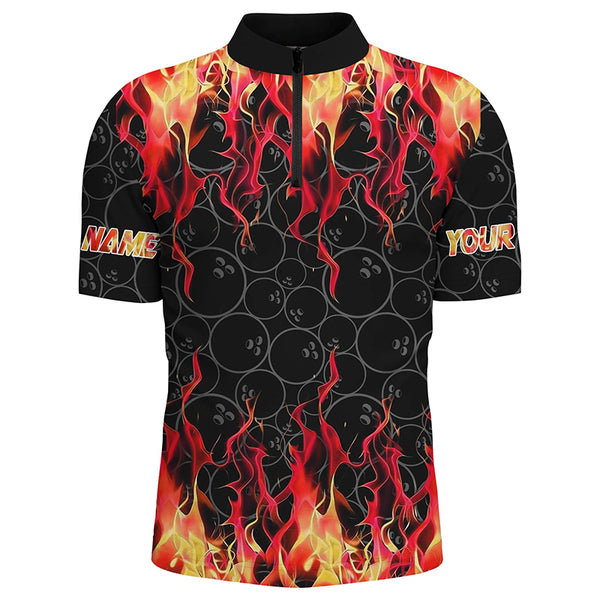 Black and Red Flame camo Men bowling shirts Custom Flame Bowling Shirt Team Bowling Jersey NQS8961