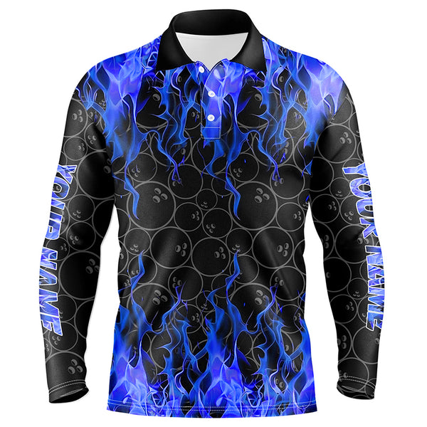 Black and Blue Flame camo Men bowling shirts Custom Flame Bowling Shirt Team Bowling Jersey NQS8962