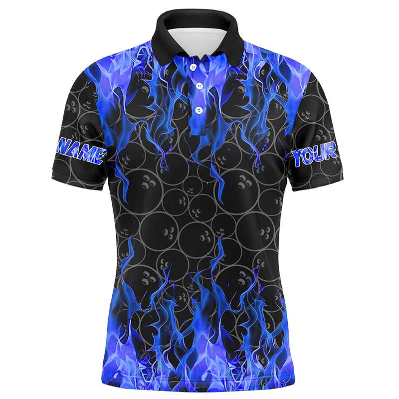 Black and Blue Flame camo Men bowling shirts Custom Flame Bowling Shirt Team Bowling Jersey NQS8962